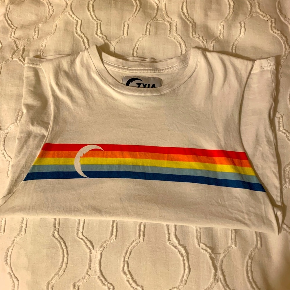 EUC rainbow muscle tee